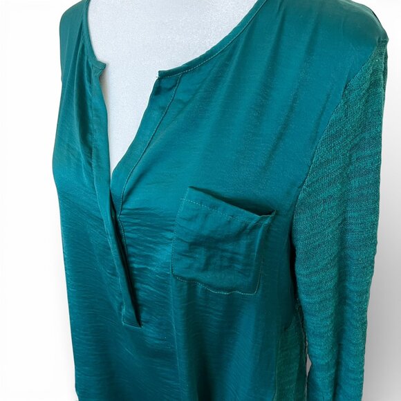 ANTHRO Maeve Emerald Green Peasant Top Crochet Lace Back Boho Blouse M - Picture 7 of 11